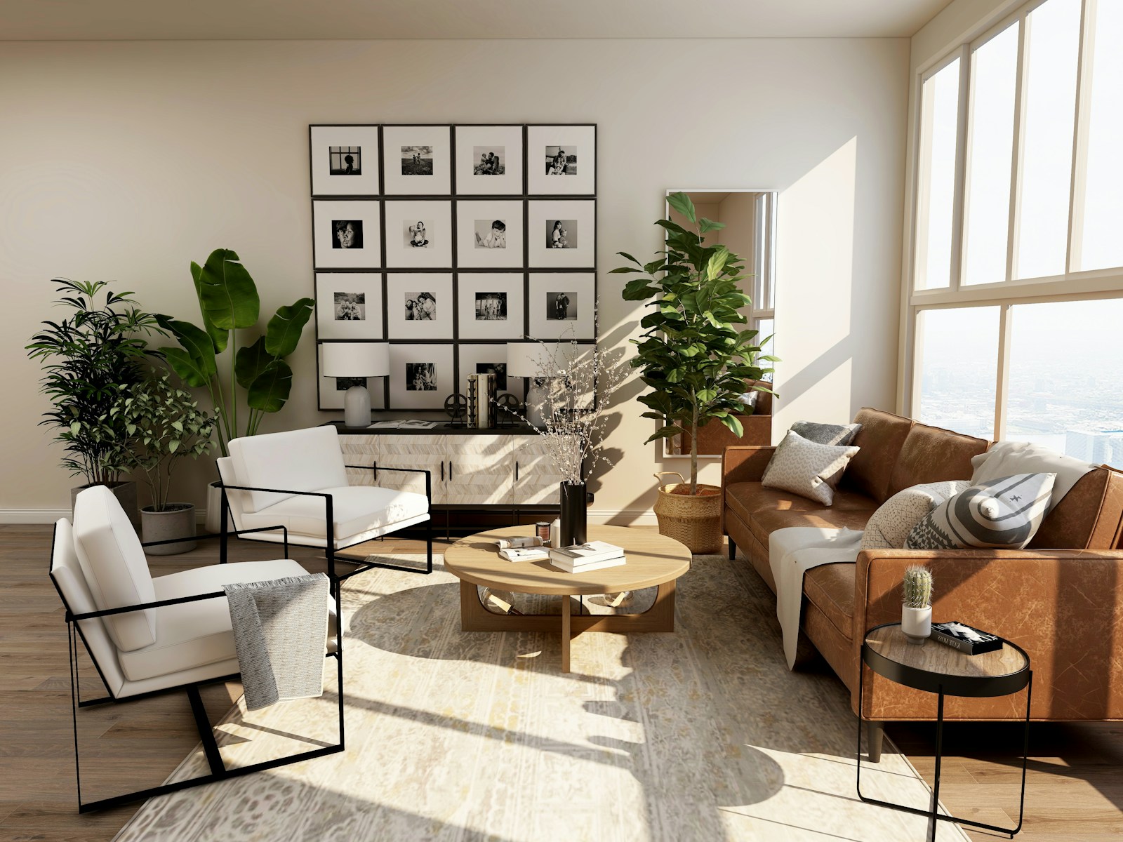 A bright, welcoming vacation home with natural textures and comfortable seating
